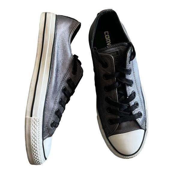 CONVERSE All Star Metallic Gray Leather Chuck Taylor Sneakers 544924C Shoes Sz 8 - Picture 4 of 12